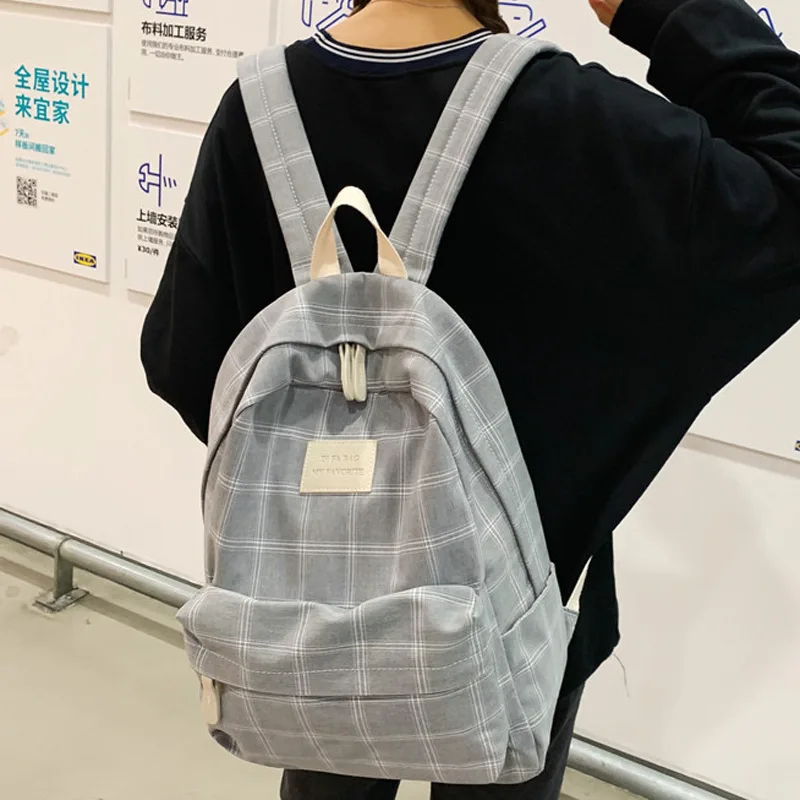 

Simple Women Backpack Striped Book Packbags for Teenage Travel Shoulder Bag Rucksack Fashion Girl College School Bag Casual