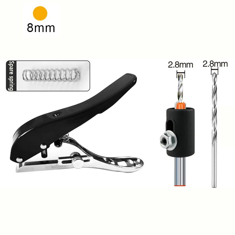 

1 комплект дырокола с одним отверстием, 8/10 мм, плоскогубцы для кромкооблицовки, ручной дырокол для бумаги со шкалой, сверхмощный дырокол