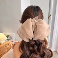 organza bow hairpin korean simple fashion cute spring clip 2022 summer new hair accessories headdress