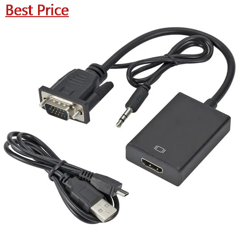 

DHL 100Pcs 1080P Full HD VGA to HDMI-compatible Converter Adapter Cable with Audio Output VGA HD Adapter for PC laptop to HDTV