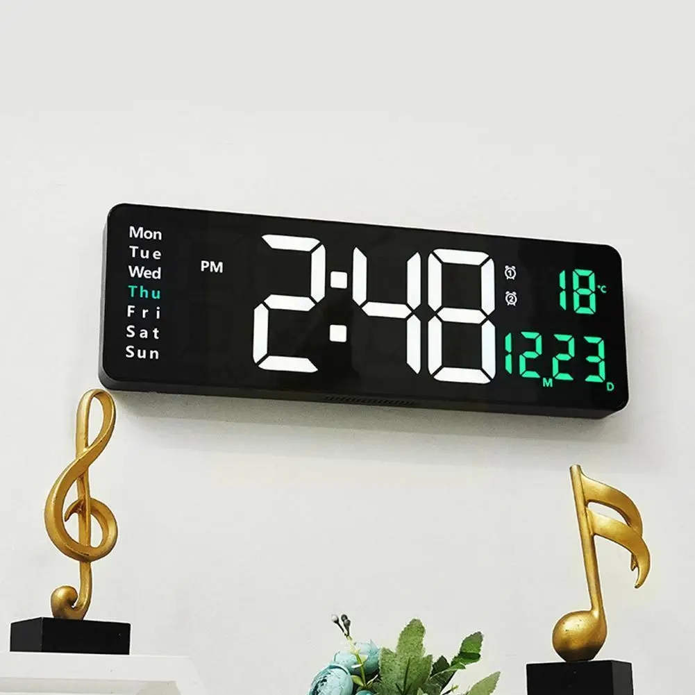 

Часы с большим экраном 16 дюймов, скандинавские цифровые светодиодные настенные большие, простые, для гостиной с будильником E0H8
