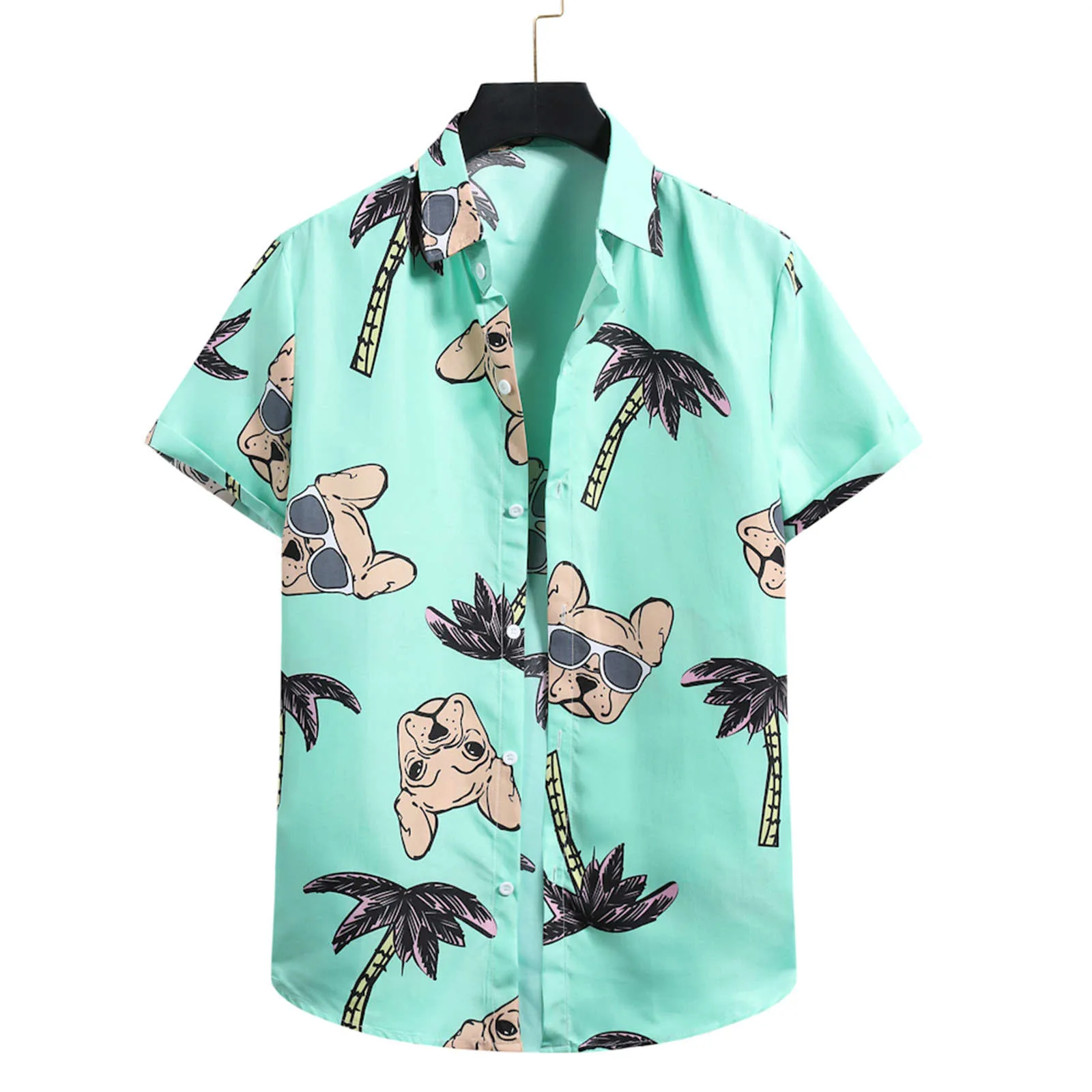 Men's Short Sleeve Cardigan Beach Hawaiian Shirts Summer Turtleneck Shirts Trend Casual Clothing Cozy Tops
