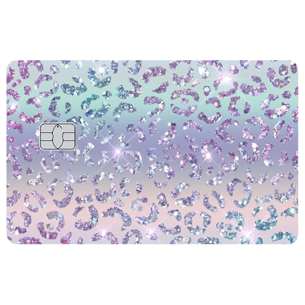 Блестящая наклейка с леопардовым принтом для кредитных карт, подходит для украшения карт VISA, JCB, AMEX, MasterCard и других банковских карт с чипом. (art.: 3920dad64e14b) - 3920dad64e14b
