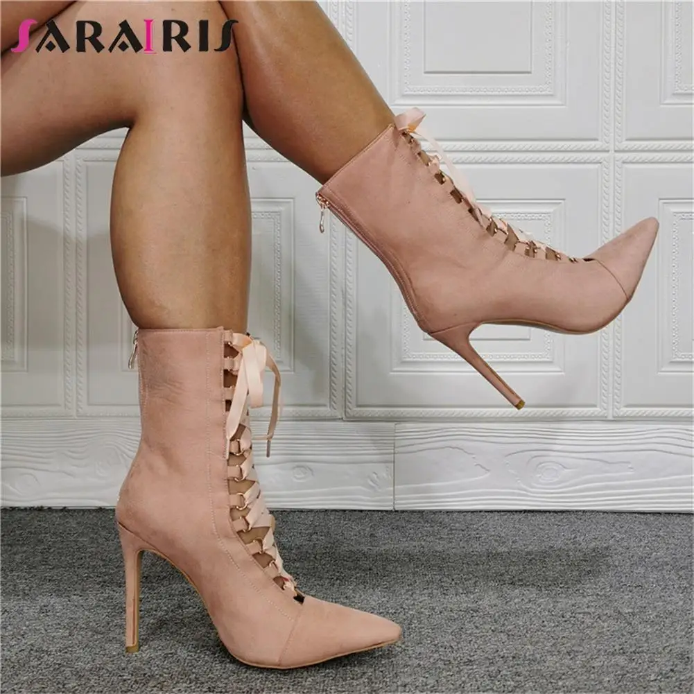 

Сапоги SaraIris женские на высоком каблуке-шпильке, модные пикантные Элегантные Роскошные вечерние осенние сапоги, большой размер 47