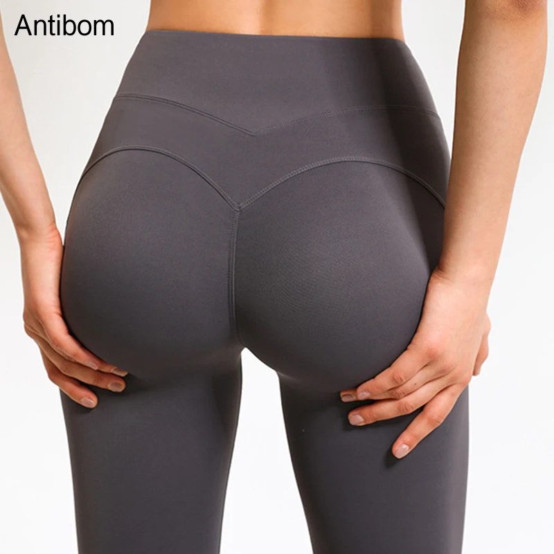 

Antibom High Waist Sport Leggings Women Naked-Feel Fitness Yoga Pants Jogging Athletic Stretchy Squat Proof Solid Gym Tights New