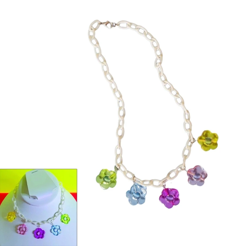 

High-Grade Crystal Beaded Necklace Hip-Hop Flower Necklace Handmade Bohemian Steel Necklace Clavicle Necklace
