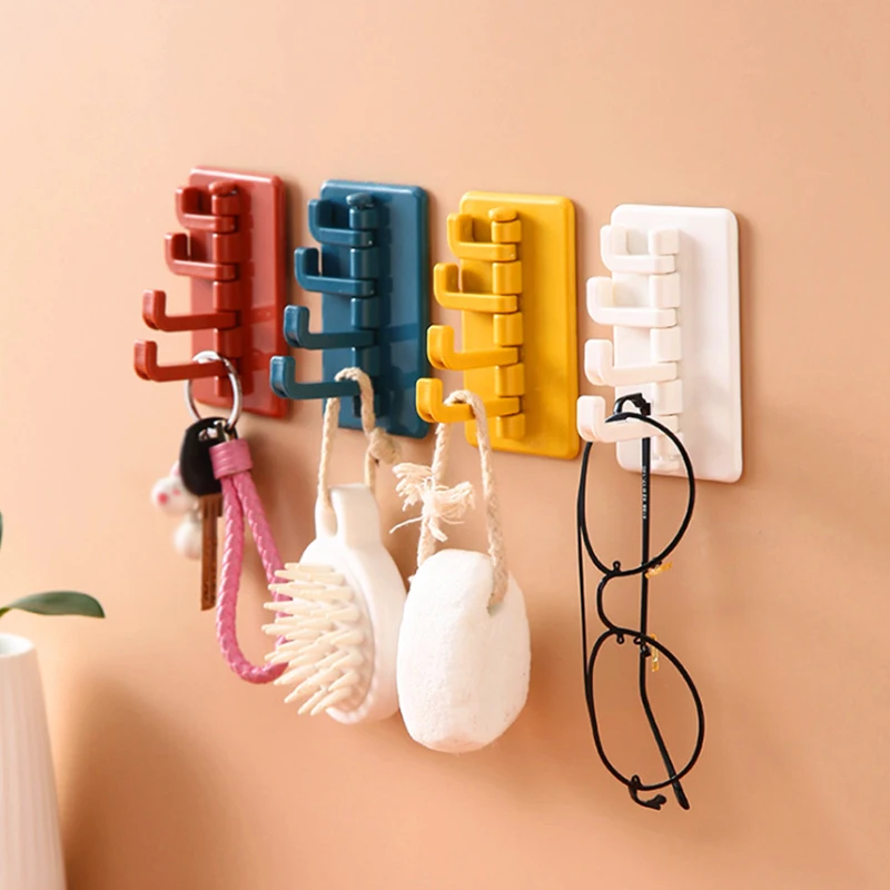 

Rotating Adhesive Hook Creative Nordic Adhesive Hook Bathroom Kitchen Wall Hole-Free Hanger Key Bag Clothes Hook Home Organizer