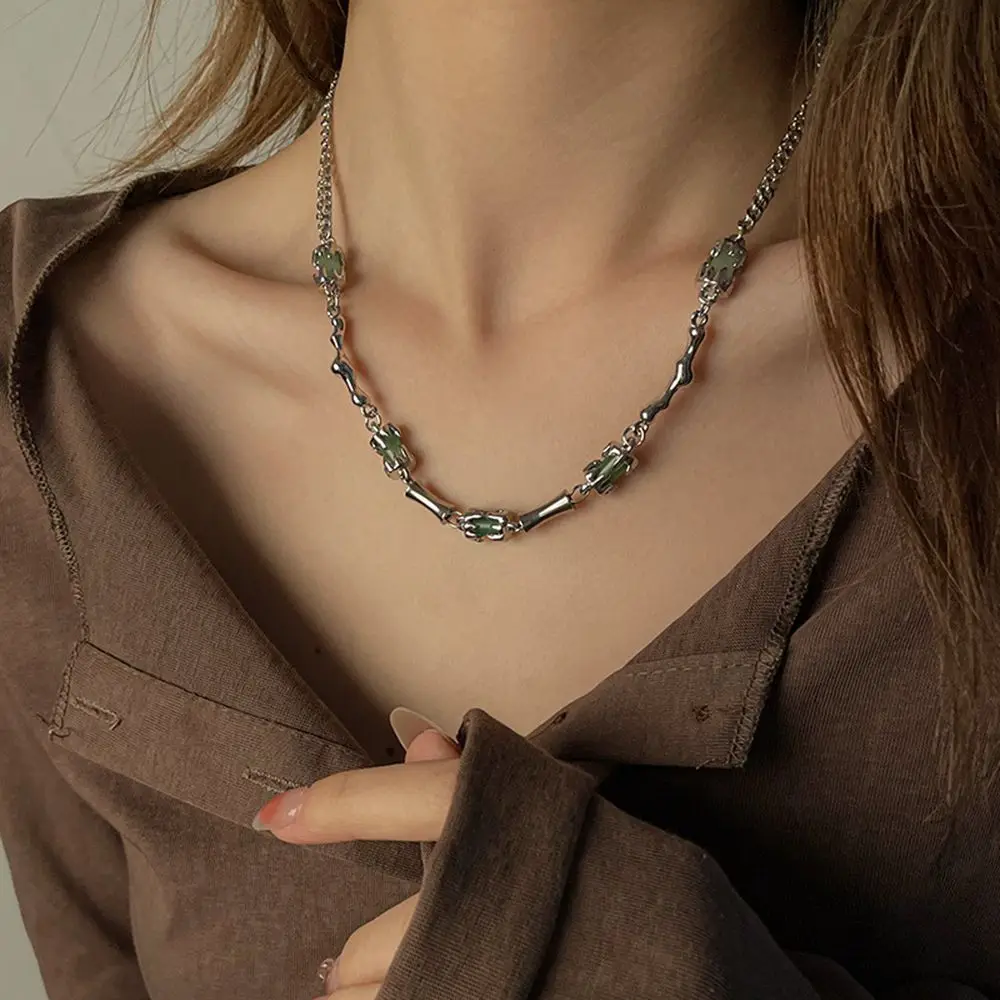 

Y2K Luxury Top Grade Bamboo Joint Clavicle Necklace for Women Girls Ins Fashion Hip Hop Daily Party Necklace Kpop Punk Jewelry