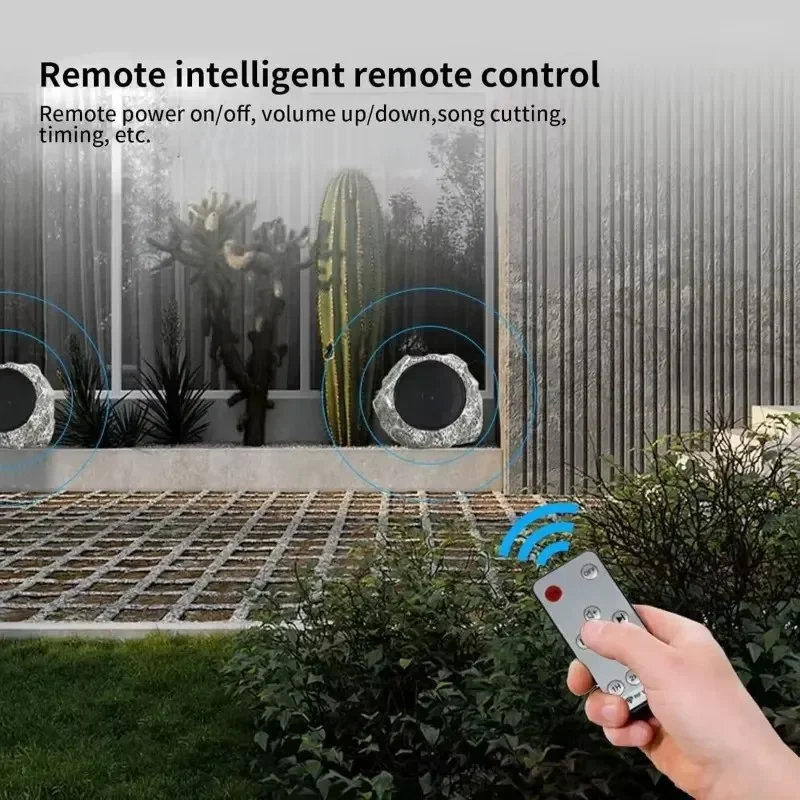 Наружная водонепроницаемая солнечная зарядка, беспроводные Bluetooth-колонки, садовая каменная музыкальная шкатулка, рок с дистанционным управлением, USB-звуковая коробка TWS (art.: 3920d174e7fda) - 3920d174e7fda
