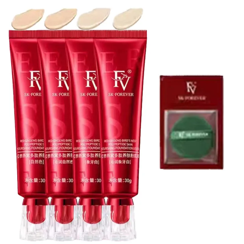

4Color Red Upgrade FV Liquid Foundation Precious Luxury Herbal Essence Concealer Oil Control Waterproof Moisturizing Base Makeup