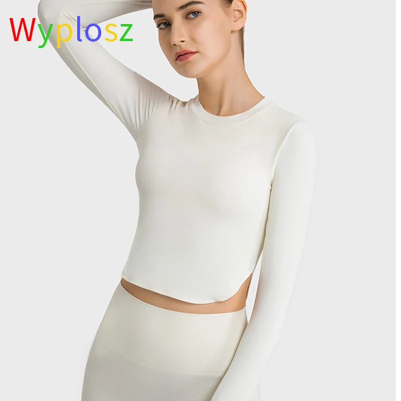 Wyplosz Solid Yoga Long Shirt Exercise Workout Running Fitness Quick Drying Sexy Items Gym Winter Curved Hem Ventilation Classic
