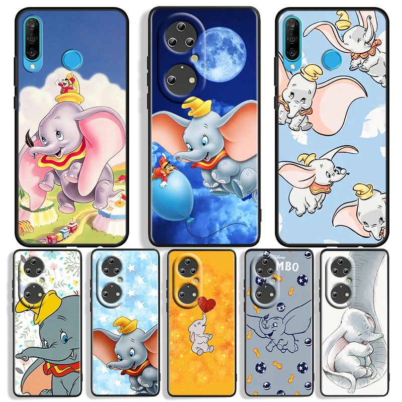 

Dumbo Cute Disney For Huawei P50 P40 P30 P20 P10 Pro Lite P Smart Z 2021 2019 4G 5G Silicone Soft Black Phone Case