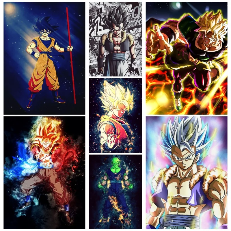 

Japanese Canvas Painting Hot Blooded Anime Dragon Ball Son Goku Vegeta Wall Art Decor Aesthetic Suitable for Bedroom Decoration