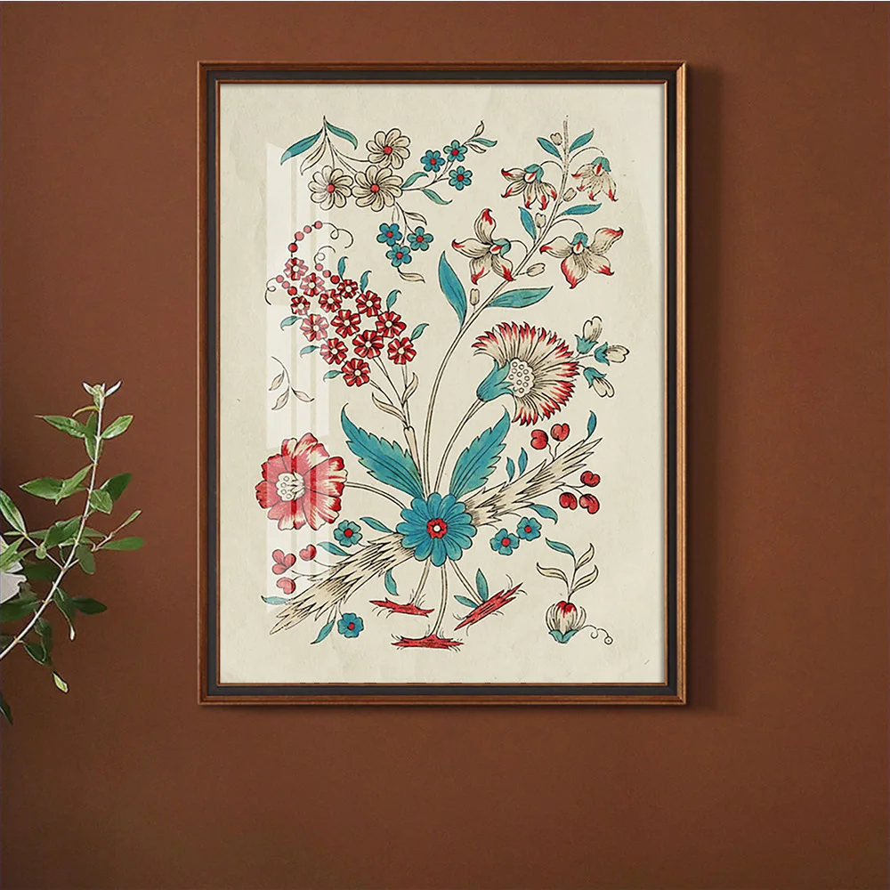 

Flower Woodcut During The 19th Century Art Print Poster Ornament Floral Pattern Canvas Painting Vintage Home Decor Wall Picture