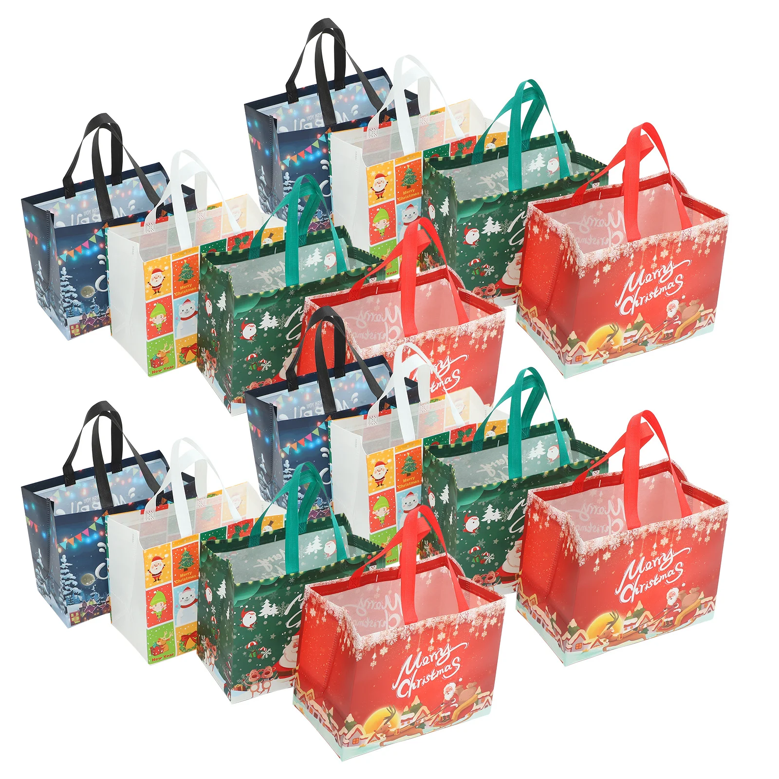 

16 Pcs Reusable Shopping Handbag Xmas Favor Bags Gift Christmas Gifts Packing Party Favors Themed Lamination