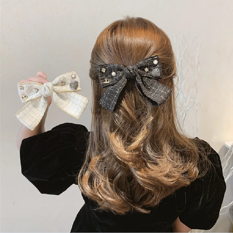 

Barrette For Women Girl Rhinestone Crystal Pearl Big Hair Clip Hairpin Bow Knot Plaid Dot Flower Head Accessories Wholesale