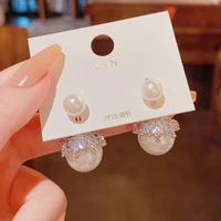s925 silver needle ladies fashion luxury large pearl earrings for women female simple two wear all match stud earrings jewelry
