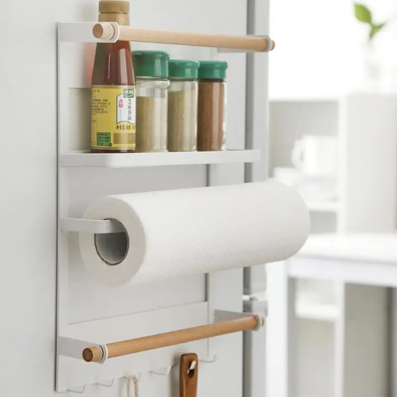 

Magnetic Adsorption Refrigerator Side Rack Wall-mounted Multi-function Storage Holder Kitchen Paper Towel Shelf Rack Organizer