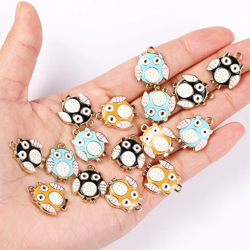 

10pcs/Lot Enamel Alloy Pendants Various Cute Owls Charms For Jewelry Making Supplies DIY Handmade Earrings Bracelets Accessories