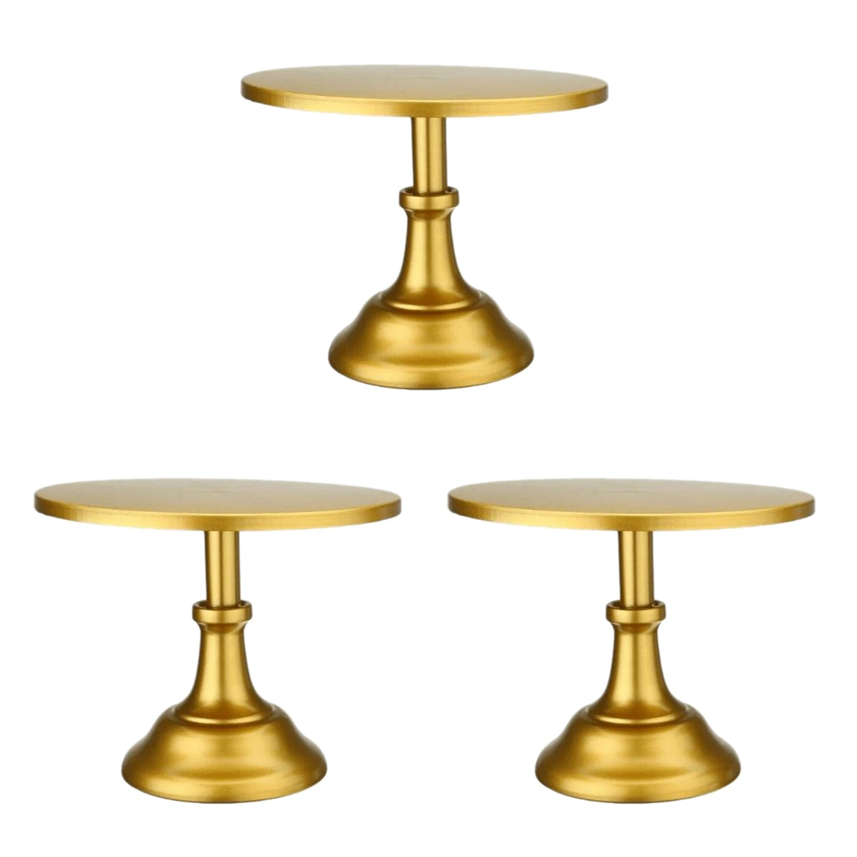 

3X Metal Iron Cake Stand Round Pedestal Dessert Holder Cupcake Display Rack Bakeware For Birthday Wedding Party (Gold)