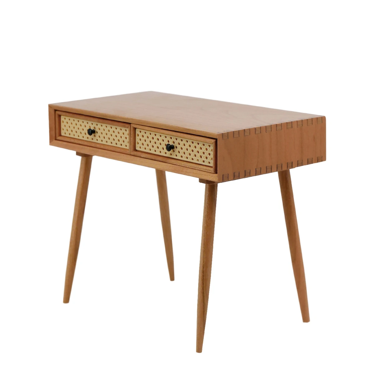 

1/6 Miniature Furniture Mini Model Desk/Solid Wood Table/Double Drawer Table Office Desk Table Wood Color