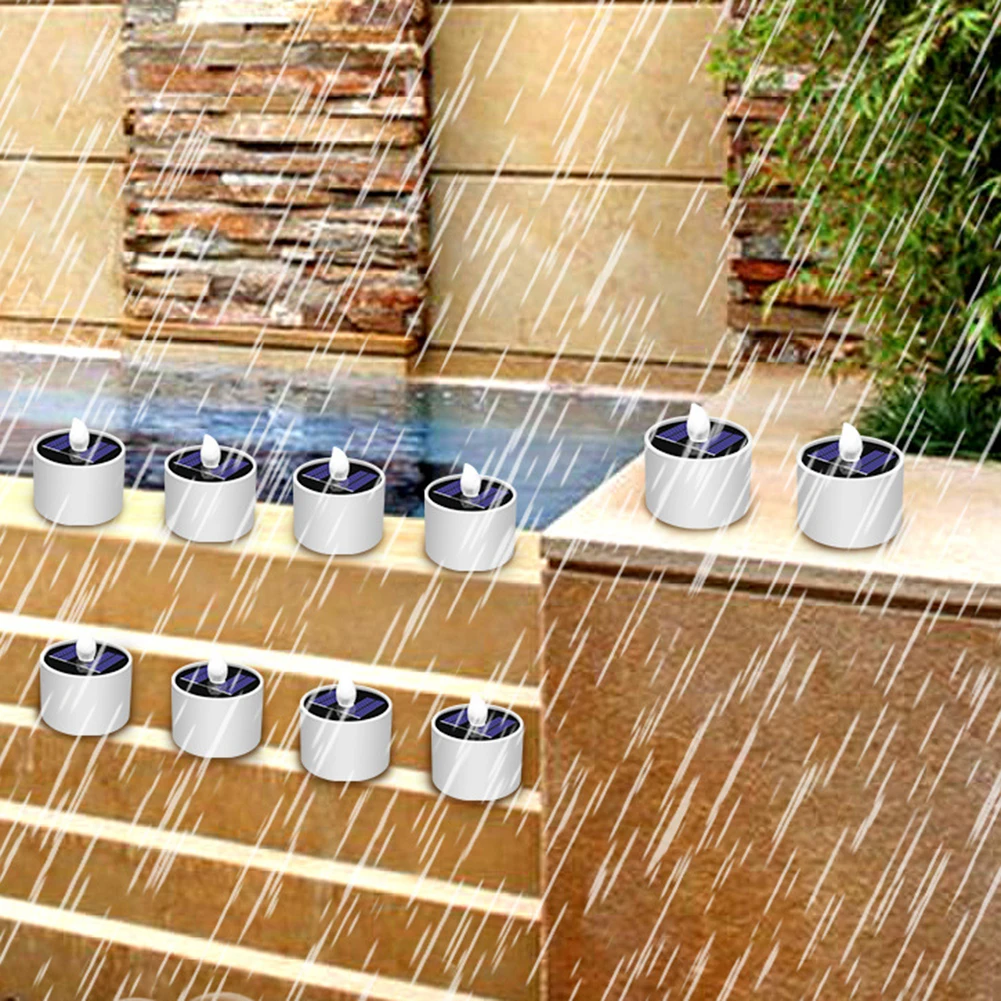 

6pcs LED Solar Decorative Lamp Manual Switch Simulated Candle Lawn Walkway Lighting Battery Powered Flameless Lamp for Courtyard