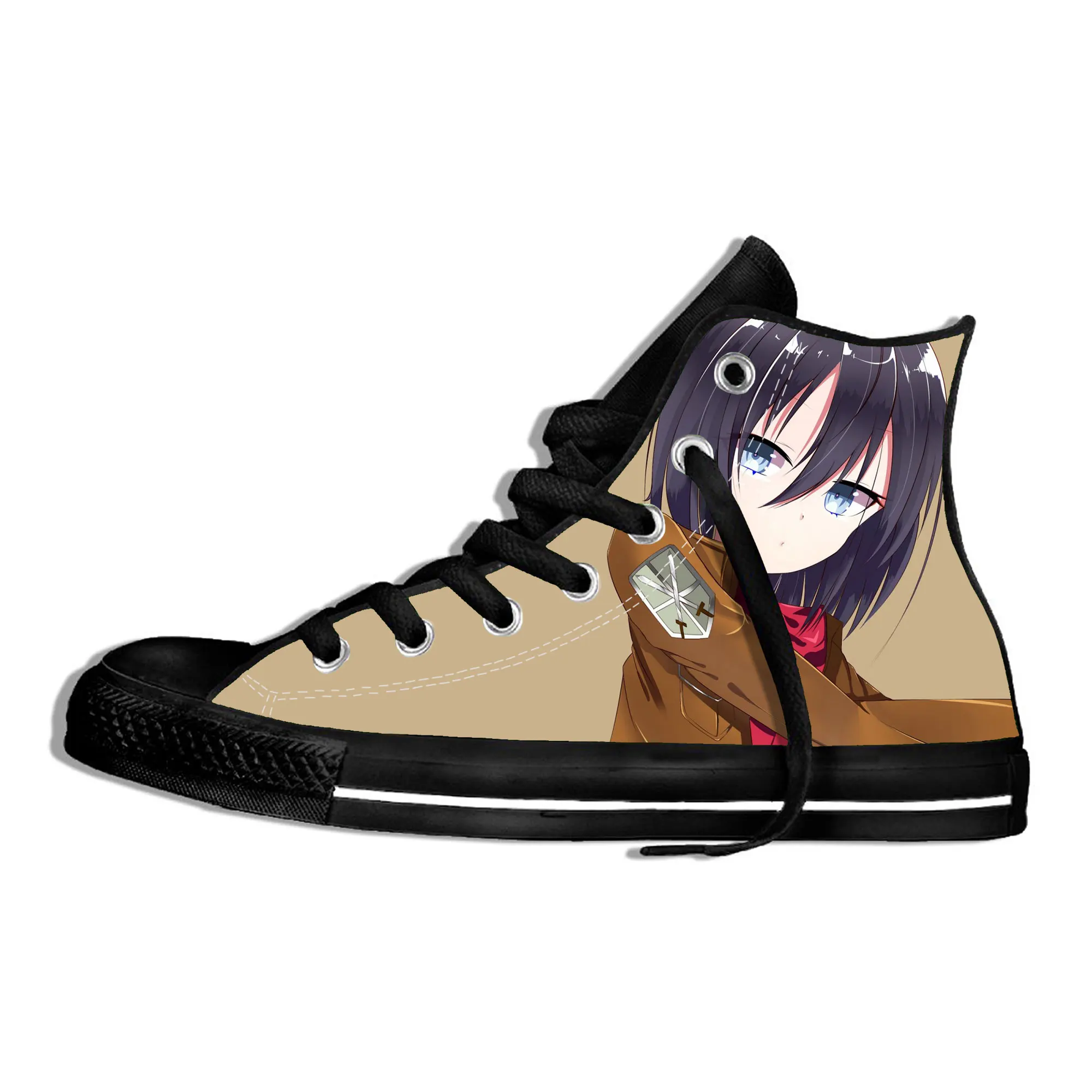 

Attack on Titan High-top Men Women Canvas Shoes High Quality Casual Shoes Canvas Rubber Female Flat Shoes Custom Shoes
