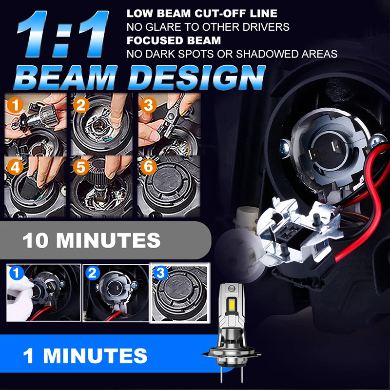 Dualvision H7 Светодиодные Автомобильные Фары Беспроводные Турбо-галогенные Белые 6000K