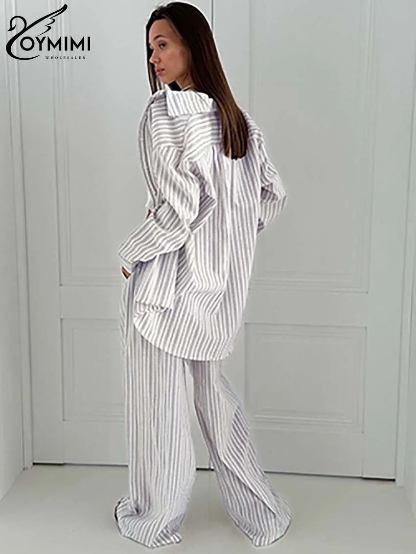 Oymimi повседневный комплект из двух предметов в синюю полоску с принтом для женщин