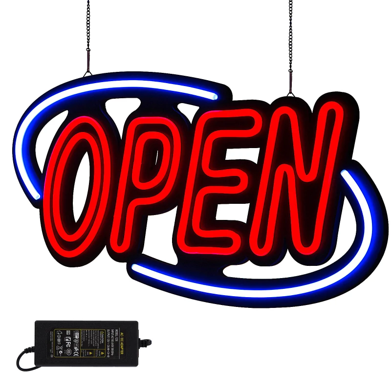 Sign Open 31.5x15.7 inch Neon Open Sign 30W Led Open Sign Vertical Sign Open with 24 inch Hanging Chain and Power Adapter Bright