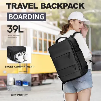 39L Large Travel Backpack Waterproof Hiking Backpack, Outdoor Sports Rucksack, Carry-On, Casual Daypack Black School Bag 1