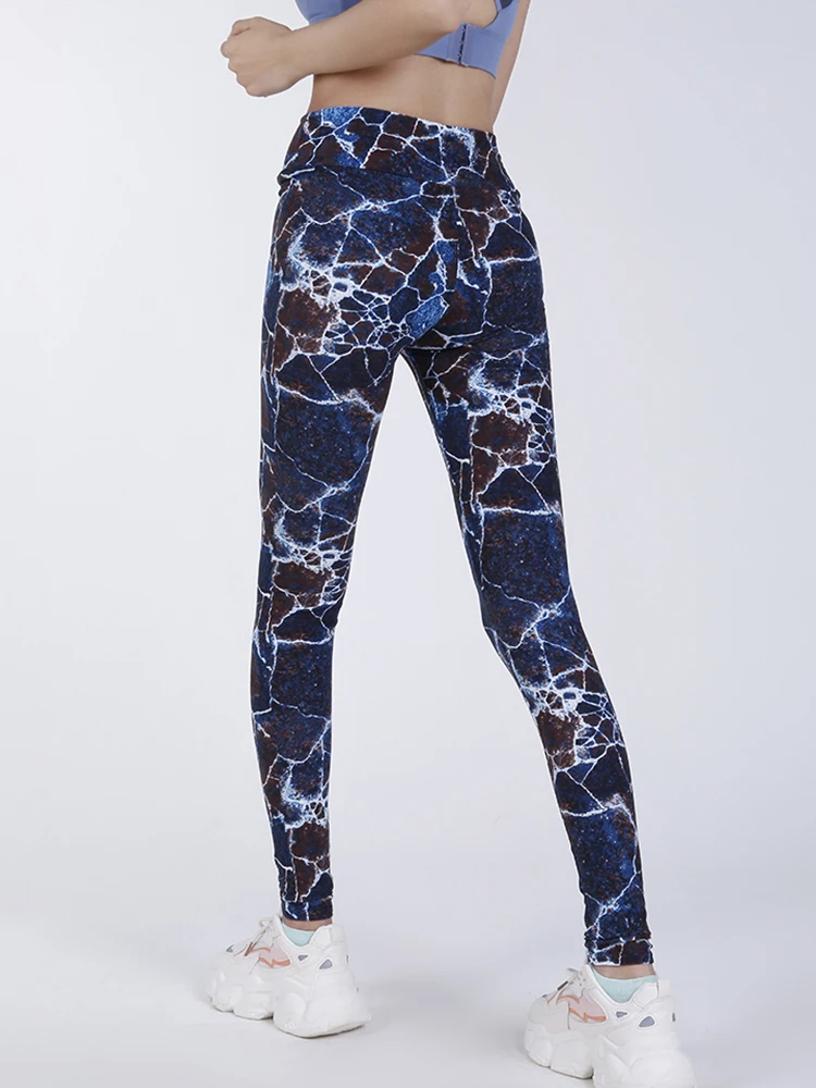 Леггинсы VIIANLES с принтом белого и темно-синего камня женские штаны для йоги