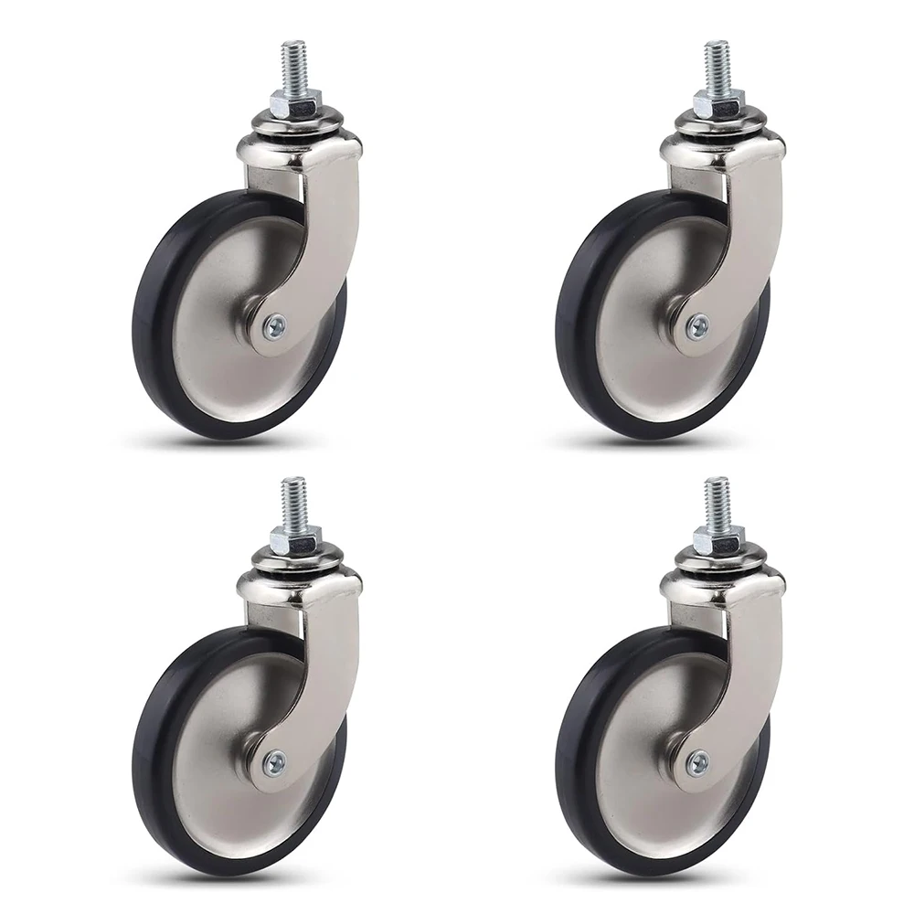 

3-дюймовые поворотные ролики с тормозом для тележек в отеле и ресторане с резьбой 8x15, легкая общая вместимость 160 фунтов