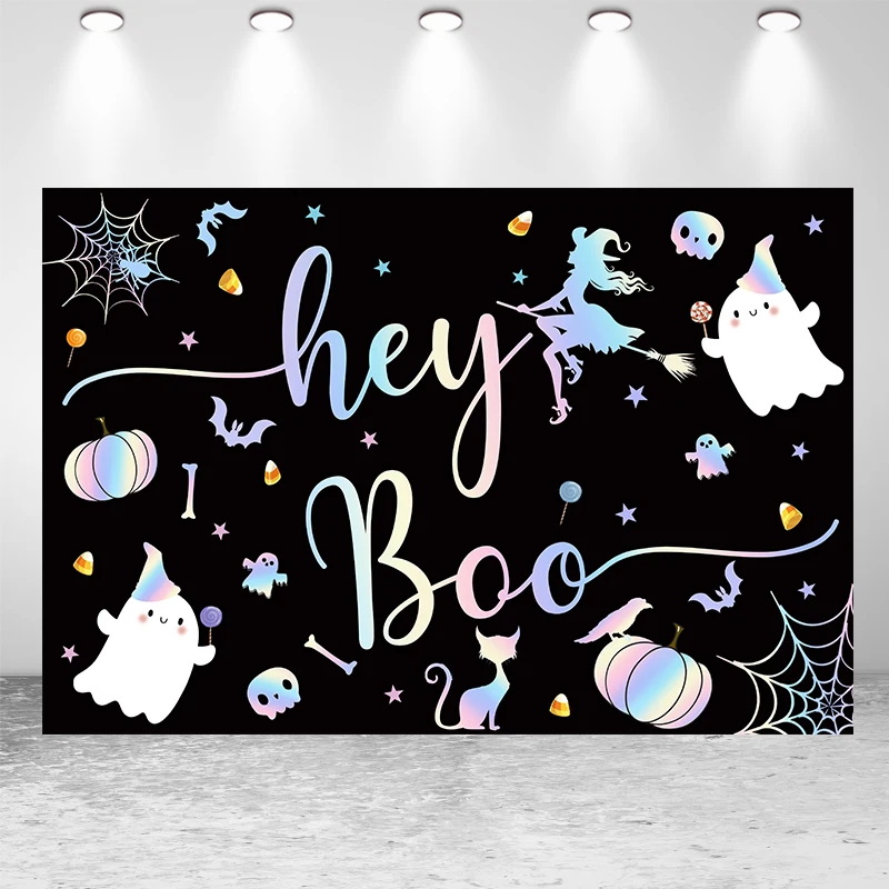 

SeekPro Ghost Banner Halloween Black Baby Shower Birthday Backdrop Moon Balloon Kid Background Cat Autumn Photo Pumpkin Studio