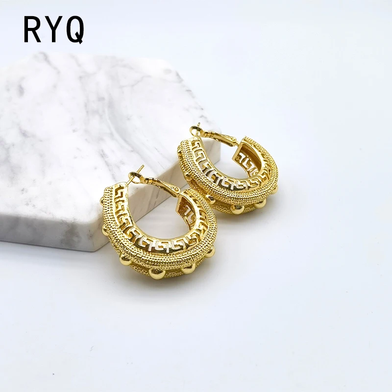 Женские винтажные серьги-кольца из латуни