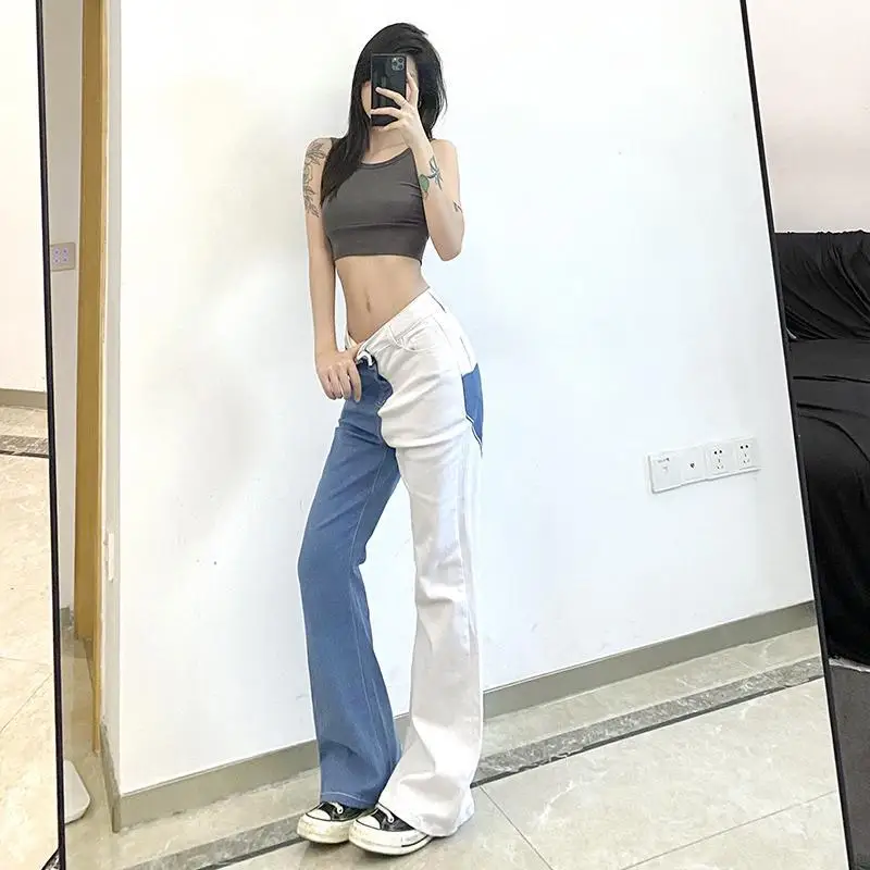 Cool Patchwork Jeans Funny Baggy Women Hip Hop Jeans High Waist Straight Jeans Unisex Oversized Loose Gothic Washed Women Jeans