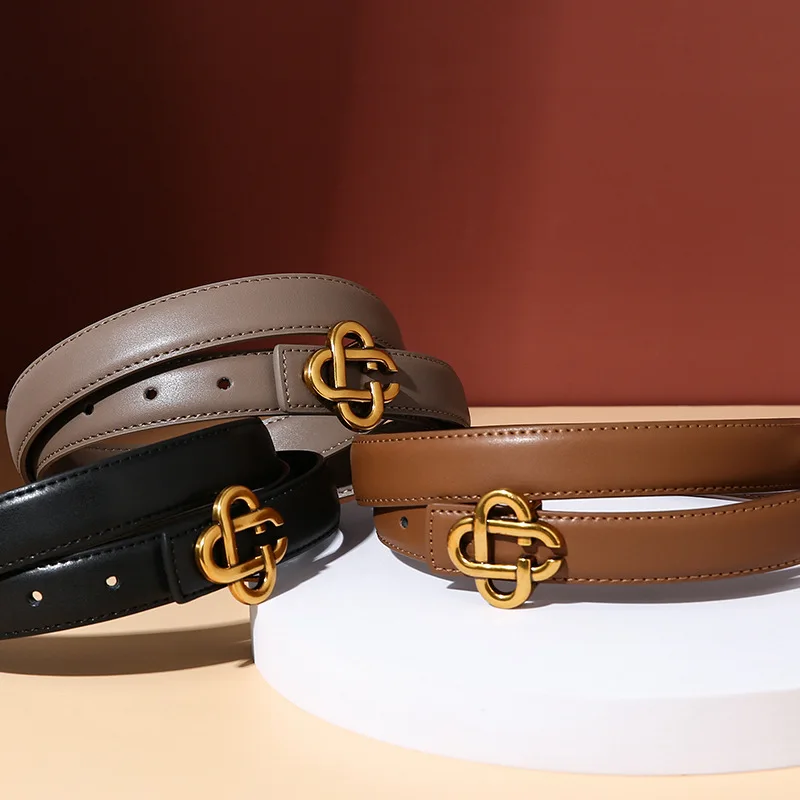

Female Belt Design 2022 New Fashion Women's Belt Retro Bronze Buckle Cow Leather Belt For Women matching Trouser Suit
