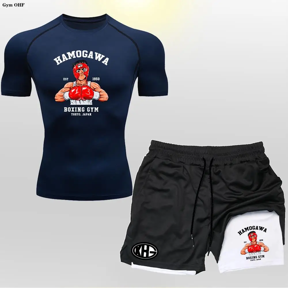 Мужской спортивный костюм с шортами и футболкой 2 в 1