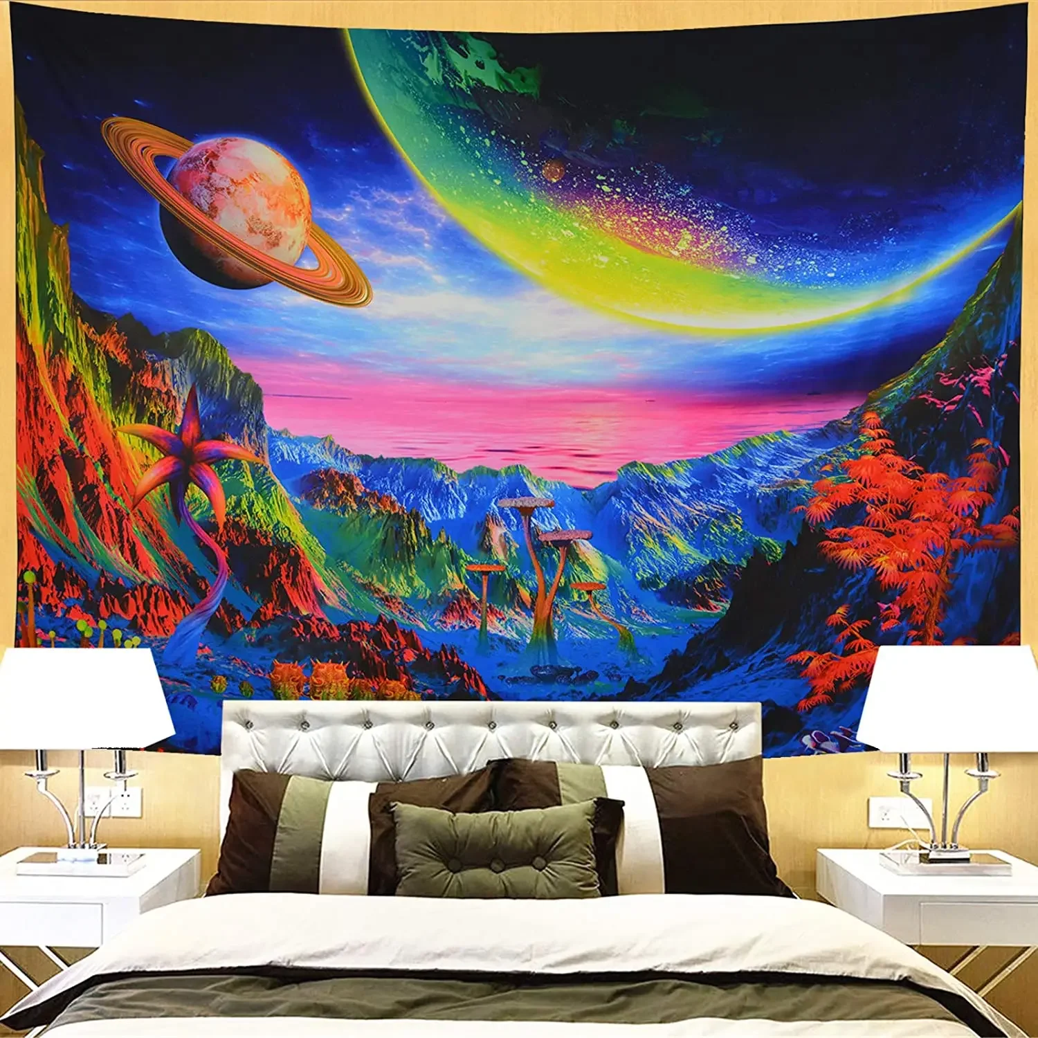 Планета Триппи Гора Психоделические Деревья Гриб Волшебное Космос Фэнтези