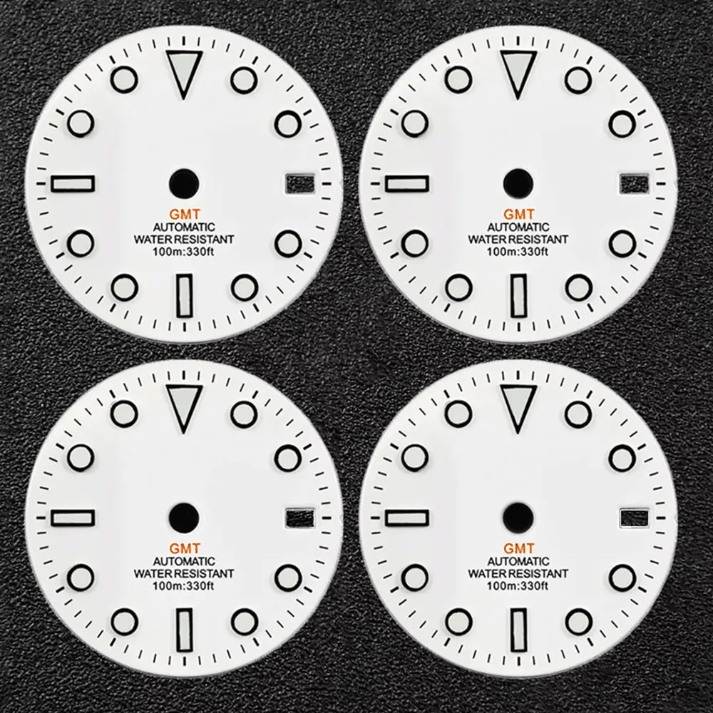 28 5 мм без логотипа GMT циферблат для часов сине-зеленый светящиеся детали подходят