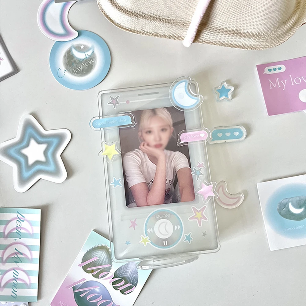 

INS Korean Acrylic Photocard Holder 3 Inch Star Moon Decor Kpop Idol Photo Protection Case Creative Display Stand Stationery