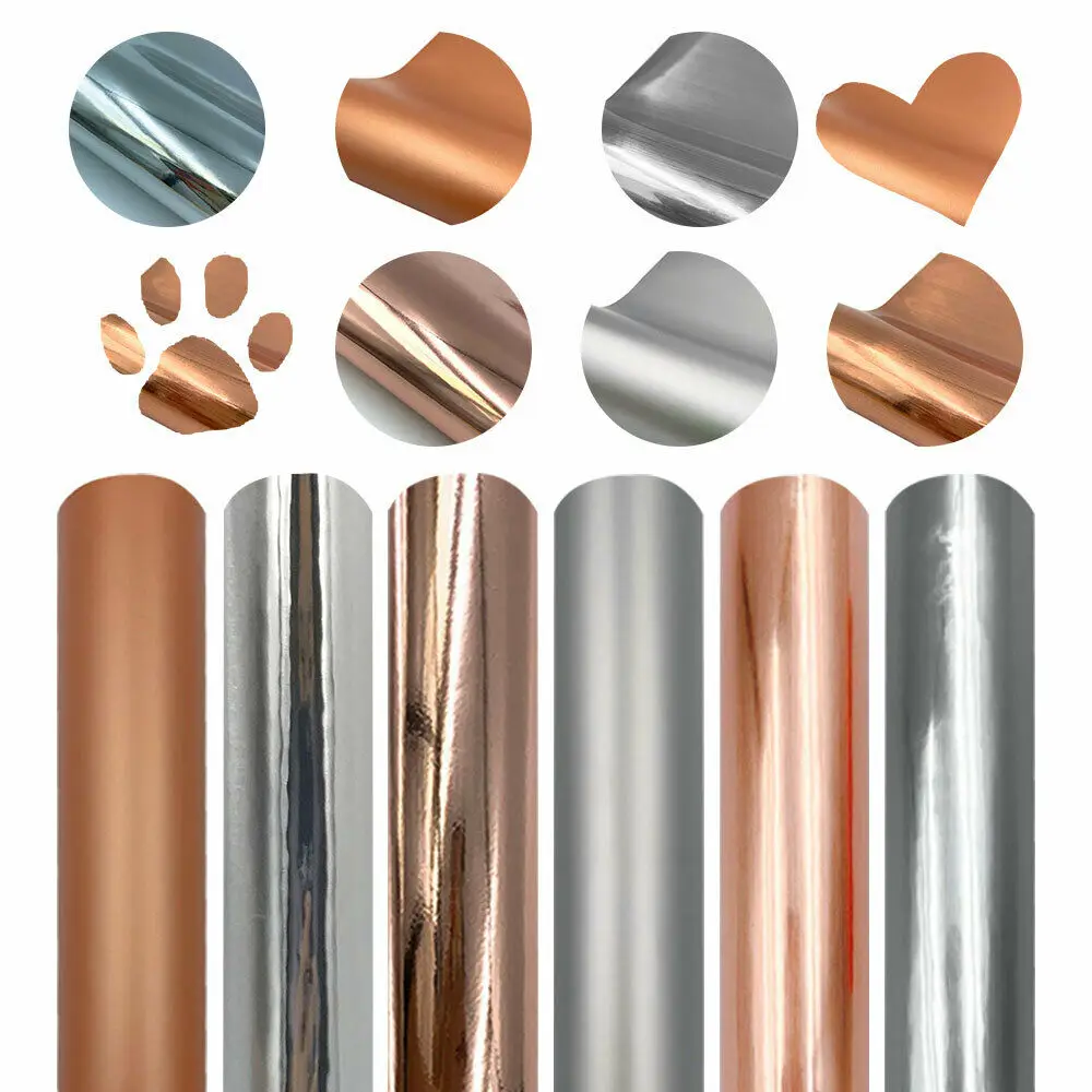 

6pcs Rose Gold Silver Series Metal Adhesive Vinyl Sheets 12"x10" Bundle Vinyl for Window Mugs Desk Decals Decoration for Cricut