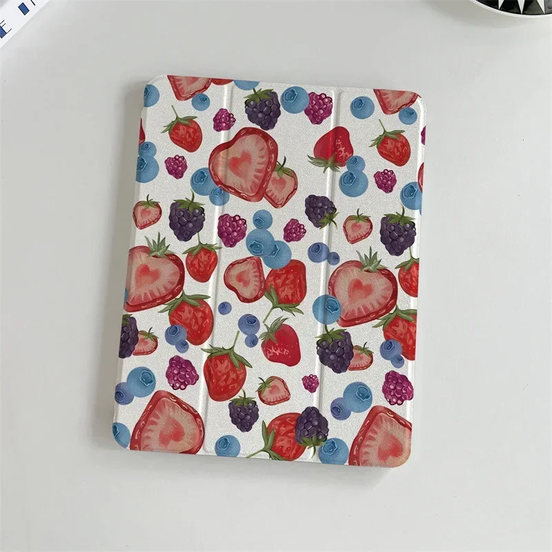 Painted strawberrie Tablet Case for Apple iPad Air 2024 Pro 11 inch 5/4 10.9 10th 7/8/9 10.2 3 10.5 mini 6 5 4