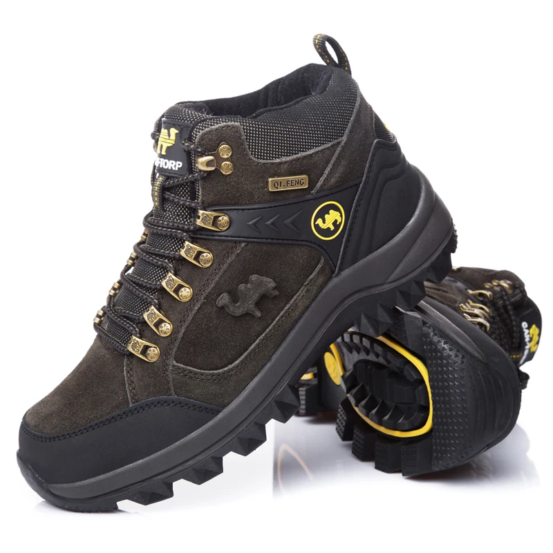 Genuine Leather Outdoor Sports Ankle Hiking Boots, Fashion Calfskin Suede Trekking Shoes, Men Rock Mountain Climbing Footwear