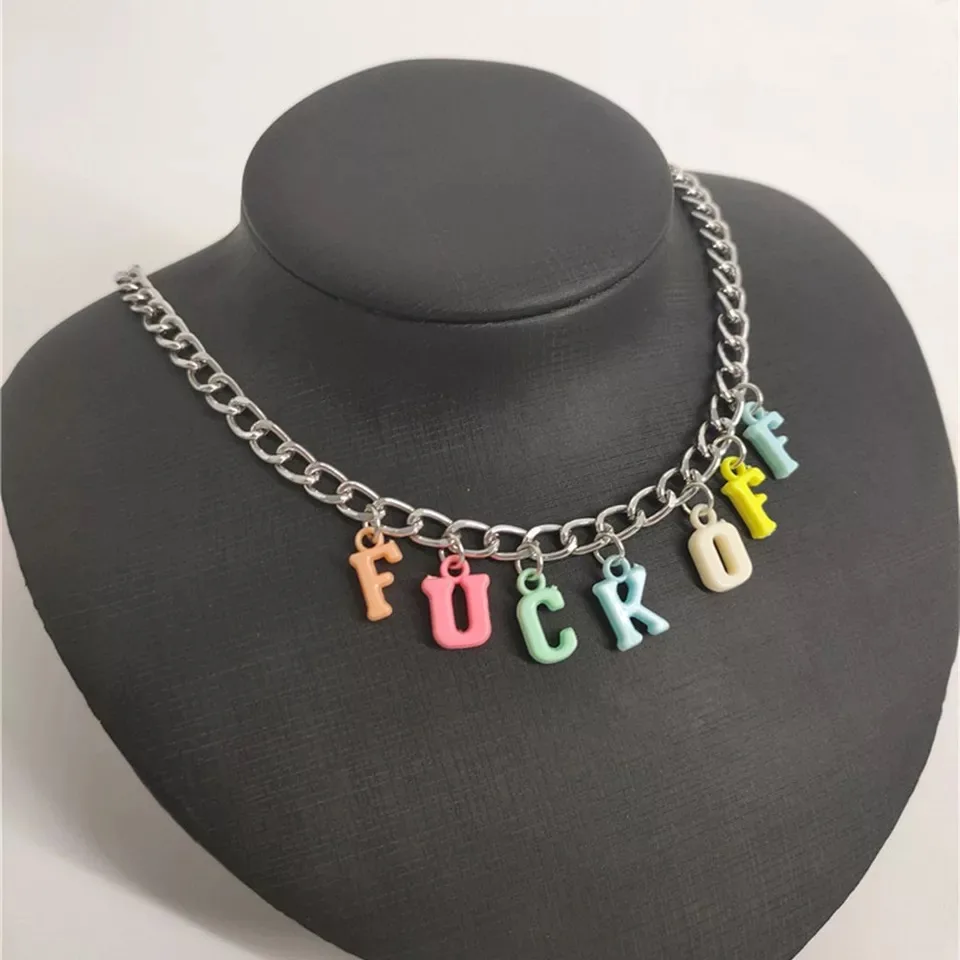 Mosch Letter Necklaces Tassel Necklace Waist Pendant Hellboy Chain Nightclub Big Letter Necklace Women Jewelry Punk Style Girls