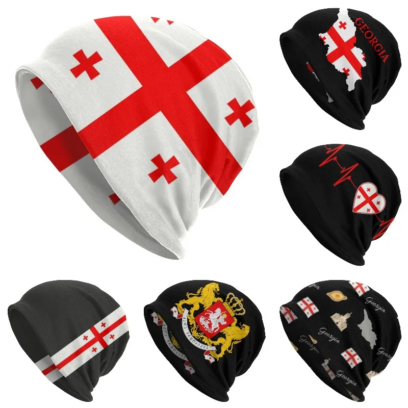 

Georgia Flag Skullies Beanies Caps Unisex Bonnet Winter Warm Knit Hat Men Women Adult Georgian Pride Beanie Hats Outdoor Ski Cap