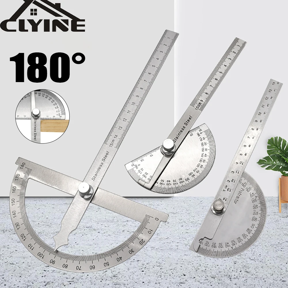 

0-180° Angle Ruler Protractor Metal Finder Goniometer Stainless Steel Gauge Adjustable Ruler Angle Measurement Carpenter Tool