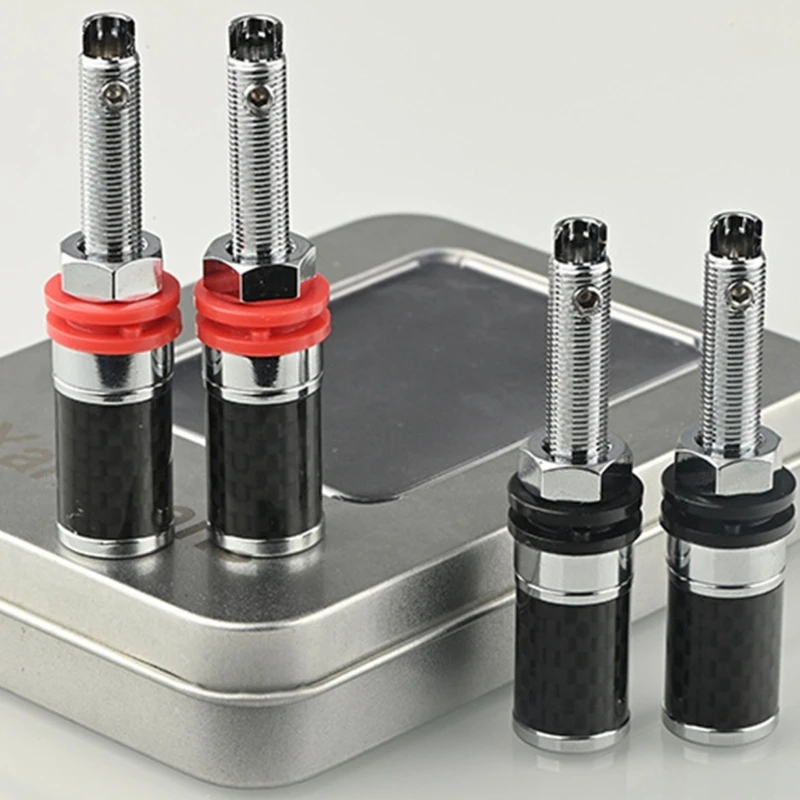 

2Pcs 4mm Banana Plugs Welding-free Long Screw Terminal for 4mm Banana Socket, Black & Red Banana Jack Binding Post