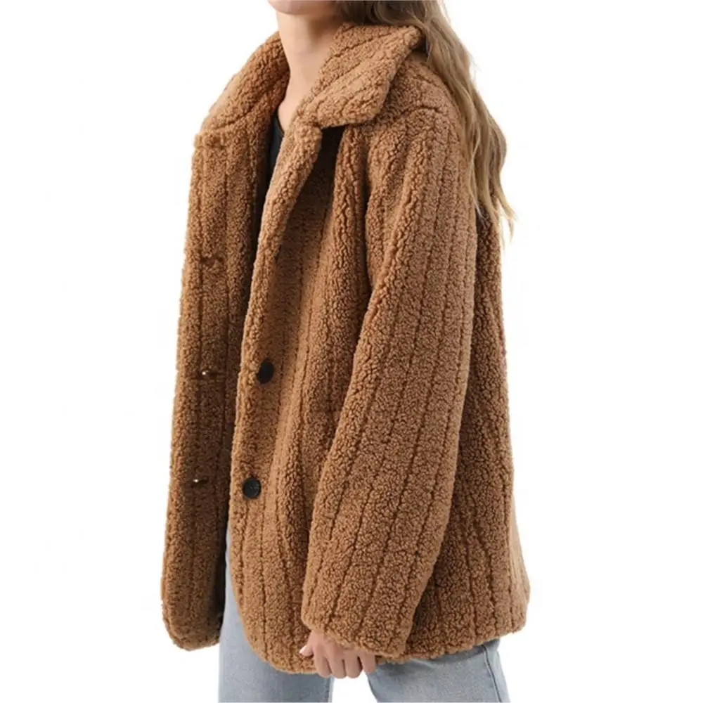 Winter Keep Warm Women Real Fur Coat Fashion Designer Simple Long Real Fur Fleece Teddy Women's Teddy Real Fur Lapel Jackets