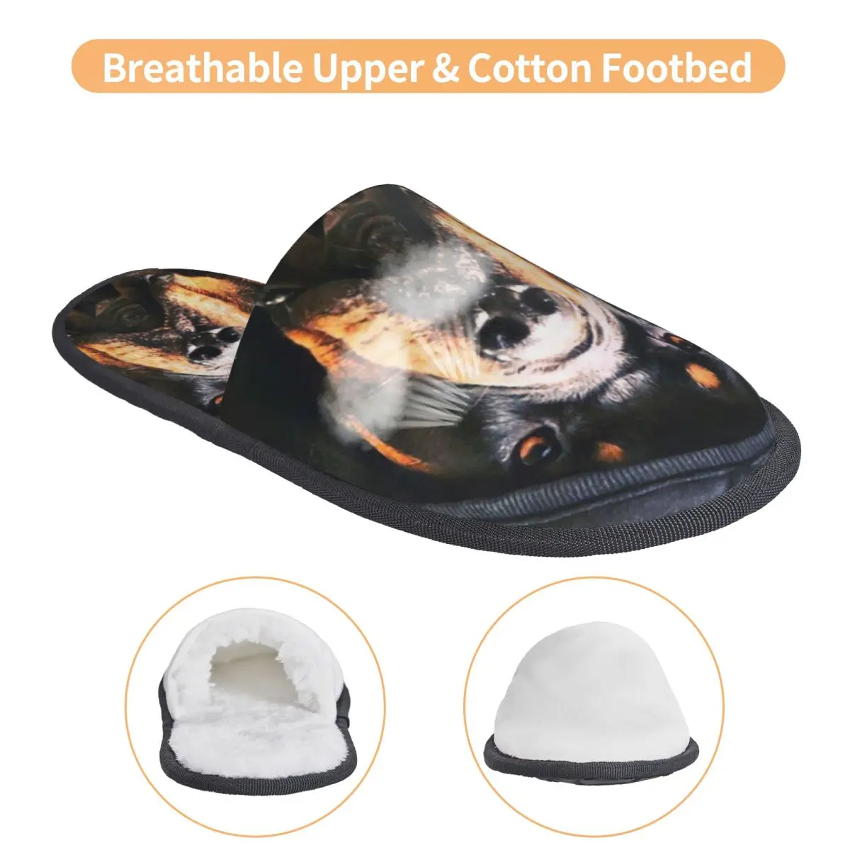 Custom Rottweiler Dog Comfort Scuff Memory Foam Slippers Women Spa House Shoes